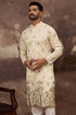 White Silk Blend Solid Embroidered Straight Kurta and Trouser MKSET1337