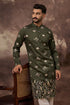 Green Silk Blend Solid Embroidered Straight Kurta and Trouser MKSET1338