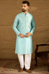 Blue Silk Blend Solid Woven Design Straight Kurta with Trouser MKSET1350