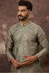 Green Silk Blend Solid Embroidered Straight Kurta with Trouser MKSET1367