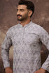 Lavender Viscose Rayon Solid Embroidered Straight Kurta with Trouser MKSET1387