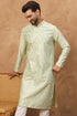 Peach Silk Blend Solid Embroidered Straight Kurta With Pant Set MKSET1445