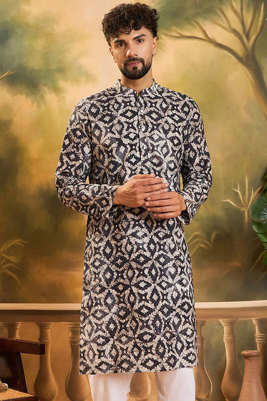 Blue Pure Cotton Batik Embroidered Straight Kurta with Trouser MKSET1460