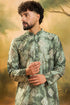 Green Silk Blend Batik Embroidered Straight Kurta with Trouser MKSET1464