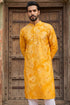 Orange Silk Blend Batik Embroidered Straight Kurta with Trouser MKSET1466