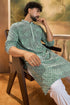 Green Viscose Rayon Shibori Embroidered Straight Kurta with Trouser MKSET1485