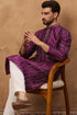 Purple Silk Blend Geometric Printed Straight Kurta With Pant Set MKSET1518