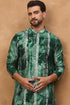 Green Silk Blend Shibori Embroidered Straight Kurta With Pant Set MKSET1538
