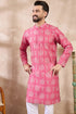 Pink Silk Blend Floral Printed Straight Kurta With Trouser MKSET1972