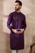 Purple Silk Blend Embroidered Mandarin Collar Straight Kurta With Trouser MKSET2038