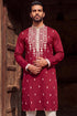Ethnic Bay Maroon Silk Blend Embroidered Straight Kurta With Trousers MKSET2049