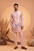 Ethnic Bay Men Pink Silk Blend Embroidered Straight Kurta Sets MKSET2398
