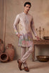 Ethnic Bay Men Taupe Silk Blend Embroidered Straight Kurta Sets MKSET2400