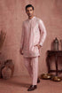 Ethnic Bay Men Pink Silk Blend Embroidered Straight Kurta Sets MKSET2401