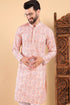 Ethnic Bay Peach Viscose Rayon Ethnic Motifs Embroidered Straight Kurta For Men MKU1004PCH