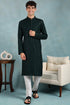 Ethnic Bay Green Viscose Rayon Solid Embroidered Straight Kurta For Men
