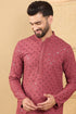 Ethnic Bay Red Viscose Rayon Solid Embroidered Straight Chikankari Kurta MKU1057