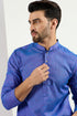 Ethnic Bay Men Blue Cotton Solid Woven Design Straight Kurta For Men MKU1093