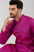 Ethnic Bay Men Pink Cotton Solid Woven Design Straight Kurta