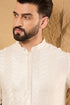 Off White Viscose Rayon Chevron Embroidered Straight Kurta MKU1102