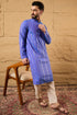 Blue Cotton Solid Embroidered Straight Kurta MKU1123