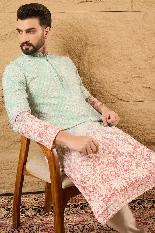 Teal Viscose Rayon Ethnic Motifs Embroidered Straight Kurta MKU1139