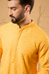 Yellow Viscose Rayon Embroidered Chikankari Straight Kurta MKU1186