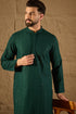 Ethnic Bay Dark Green Viscose Rayon Embroidered Straight Kurta With Trousers MKSET1188