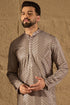 Grey Viscose Rayon Solid Embroidered Straight Kurta with Trousers MKSET1202
