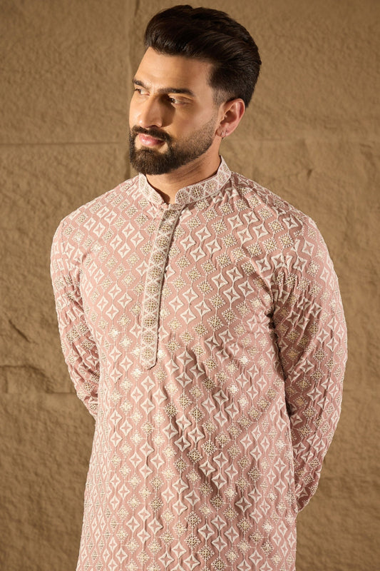 Pink Viscose Rayon Solid Embroidered Straight Kurta MKU1236