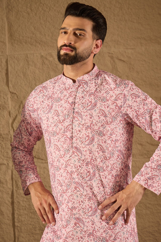 Pink Viscose Rayon Ethnic Motifs Embroidered Straight Kurta MKU1249