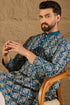 Blue Pure Silk Floral Printed Straight Kurta with Trouser MKSET1273