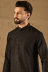 Ethnic Bay Black Viscose Rayon Embroidered Mandarin Collar Straight Kurta MKU1292