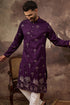 Purple Silk Blend Solid Embroidered Straight Kurta MKU1327