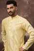 Yellow Silk Blend Solid Embroidered Straight Kurta With Pant Set MKSET1364