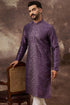 Purple Silk Solid Embroidered Straight Kurta MKU1366