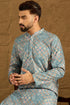 Blue Viscose Rayon Solid Embroidered Straight Kurta With Pant Set MKSET1391