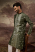 Green Silk Blend Solid Embroidered Straight Kurta With Pant Set MKSET1419
