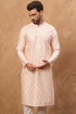 Peach Silk Blend Solid Embroidered Straight Kurta MKU1431