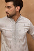 Grey Silk Blend Solid Embroidered Straight Kurta MKU1438