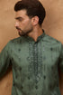Green Silk Blend Solid Embroidered Straight Kurta MKU1439