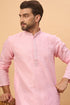 Pink Silk Blend Solid Embroidered Straight Kurta With Pant Set MKSET1454