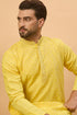 Yellow Silk Blend Solid Embroidered Straight Kurta With Pant Set MKSET1455