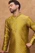 Yellow Silk Blend Solid Woven Design Straight Kurta MKU1459
