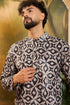 Blue Cotton Batik Embroidered Straight Kurta MKU1460