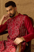 Maroon Silk Blend Solid Embroidered Straight Kurta MKU1473