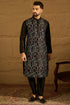 Black Silk Blend Solid Embroidered Straight Kurta MKU1474