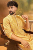 Yellow Viscose Rayon Shibori Embroidered Straight Kurta MKU1483