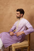 Purple Silk Blend Solid Embroidered Straight Kurta With Pant Set MKSET1487