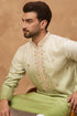 Green Silk Blend Solid Embroidered Straight Kurta With Pant Set MKSET1488